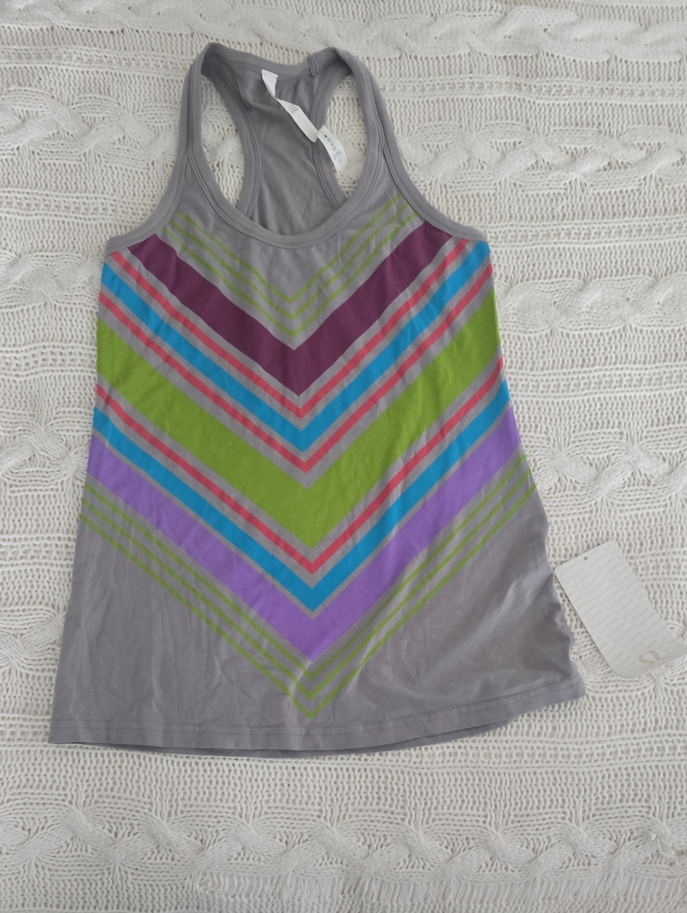 lululemon athletica Gray Tank with Purple, Green, Blue & Pink Chevron Stripes